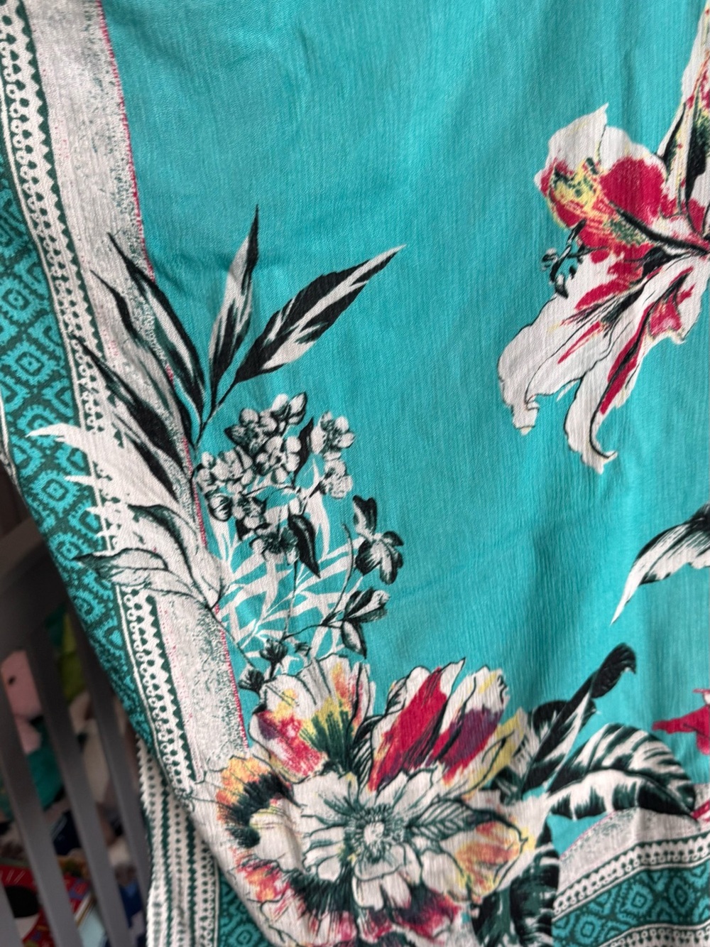 NWOT Vince Camuto Turquoise Floral Kimono Swimsuit Cover-Up - Picture 8 of 10